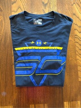Under Armour Navy Short-Sleeve Tee with Blue and Yellow Graphic